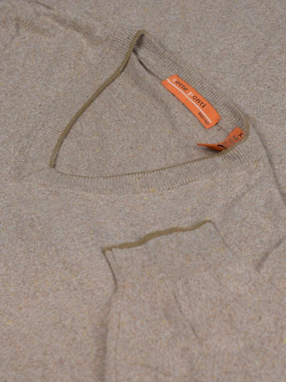 Sette Ponti Cotton Silk Rayon V-Neck Sweater Beige Made in Italy XXL